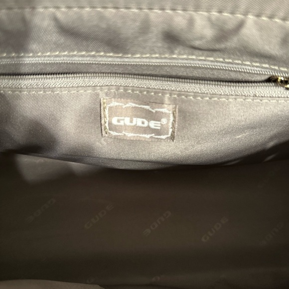 Gude Womens Handbag Crossbody Removable Strap NY, Paris Theme Blue Croc Pattern - Picture 7 of 16